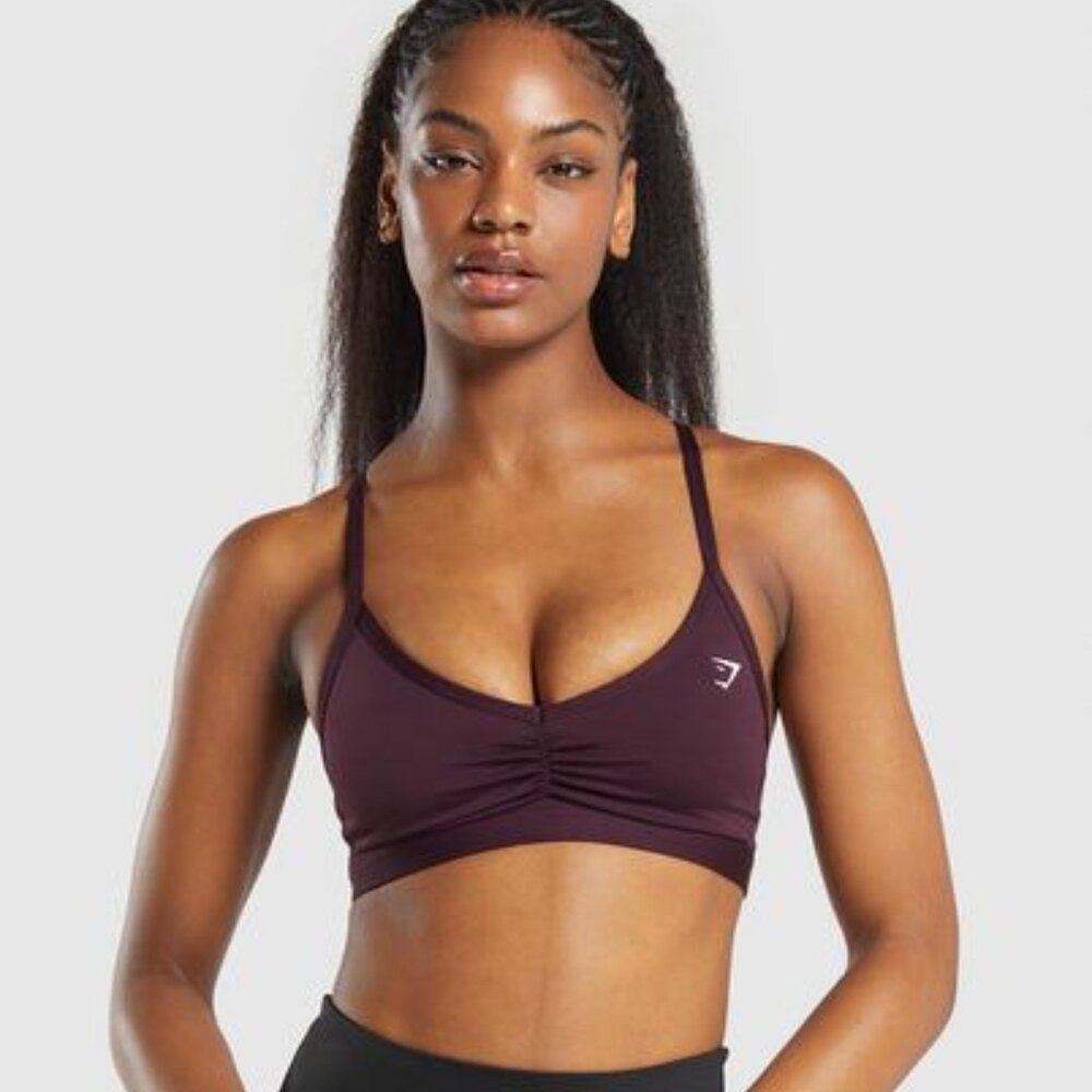 Gymshark Ruched Strappy Sports Bra - Depth Purple